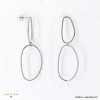 Boucles d'oreilles pendantes double anneaux en acier inoxydable 0322523 argenté
