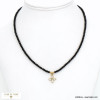 Collier court pendentif trèfle strass acier chaîne cristal femme 0122590 doré