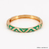 Bracelet jonc ouvrable motifs triangles émail métal femme 0221582 vert aqua