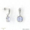 Boucles d'oreilles de soirée pendantes en acier inoxydable avec cristal carré pour femme 0322586 argenté