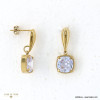 Boucles d'oreilles de soirée pendantes en acier inoxydable avec cristal carré pour femme 0322586 blanc