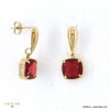 Boucles d'oreilles de soirée pendantes en acier inoxydable avec cristal carré pour femme 0322586 fushia