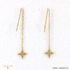 Boucles d'oreille longues passe-fil minimaliste étoile polaire acier inoxydable femme 0322556 doré