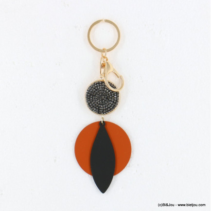 Bijou de sac géométrique métal peint strass porte-clefs 0822505 orange