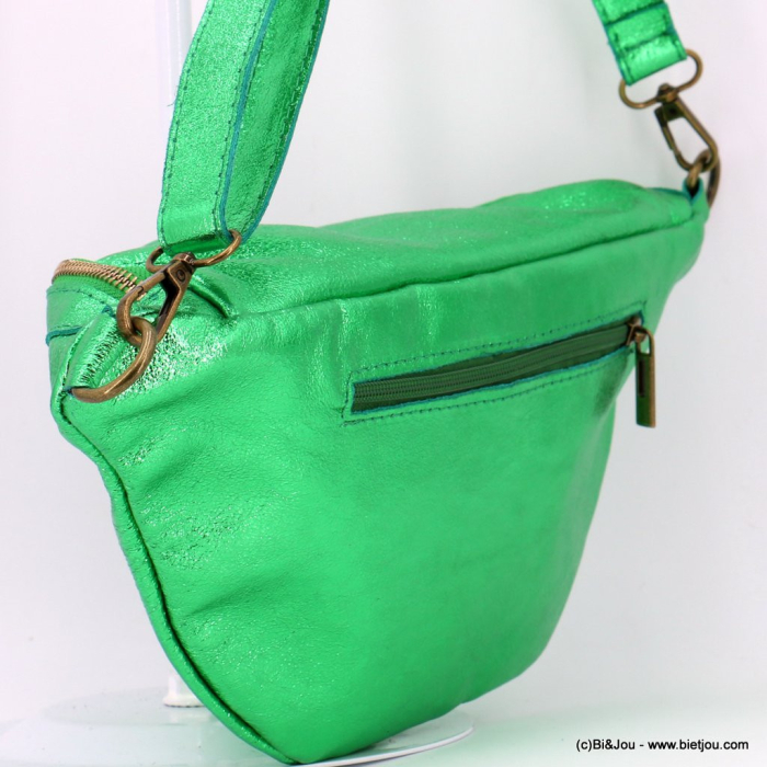 Sac banane cuir véritable irisé 0923002 vert Sac banane cuir véritable irisé 0923002 vert