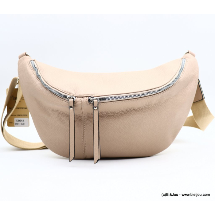 Sac banane XL Flora&Co simili-cuir grainé 2 compartiments 0923015 naturel/beige