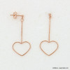 Boucles d'oreilles romantiques à pendentif coeur métal 0323027 doré rose
