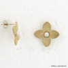 Boucles d'oreilles fleurs en acier inoxydable et perle 0323043 doré