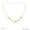 Collier perles pierres naturelles et épis de blé acier inoxydable pour femme 0123022 bleu turquoise