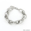 Bracelet grosse maille striée acier inoxydable femme 0223033 argenté