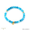 Bracelet élastique billes 6mm pierre naturelle femme 0221032 bleu