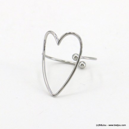 Bague coeur fil de fer en acier inoxydable pour femme 0423033 argenté