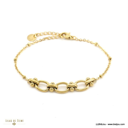 Bracelet acier inoxydable maille fantaisie femme 0223025 doré