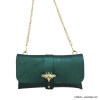 Sac à bandoulière chaîne pochette cuir véritable irisé rabat abeille femme 0922518 vert foncé