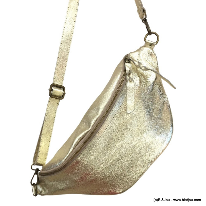 Sac banane cuir véritable irisé 0923002 doré