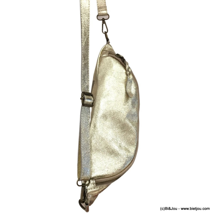 Sac banane cuir véritable irisé 0923002 doré