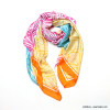 Foulard imprimé géométrique feuille bordure 0723001 fushia