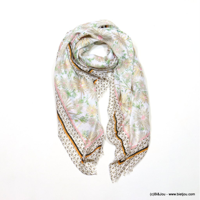 Foulard scintillant motif marguerites femme 0723002 naturel/beige