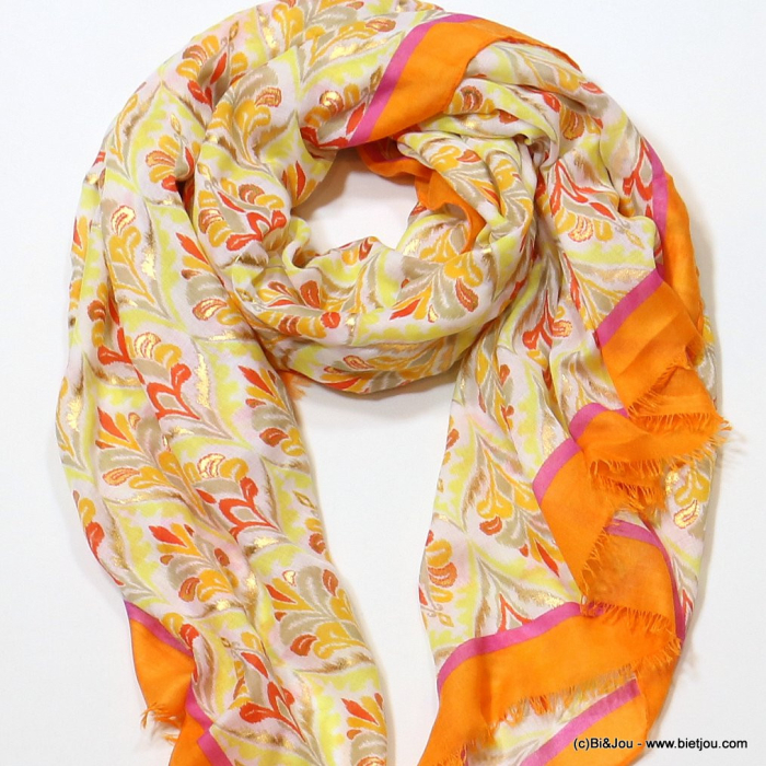 Foulard scintillant motif renaissance femme 0723004 orange