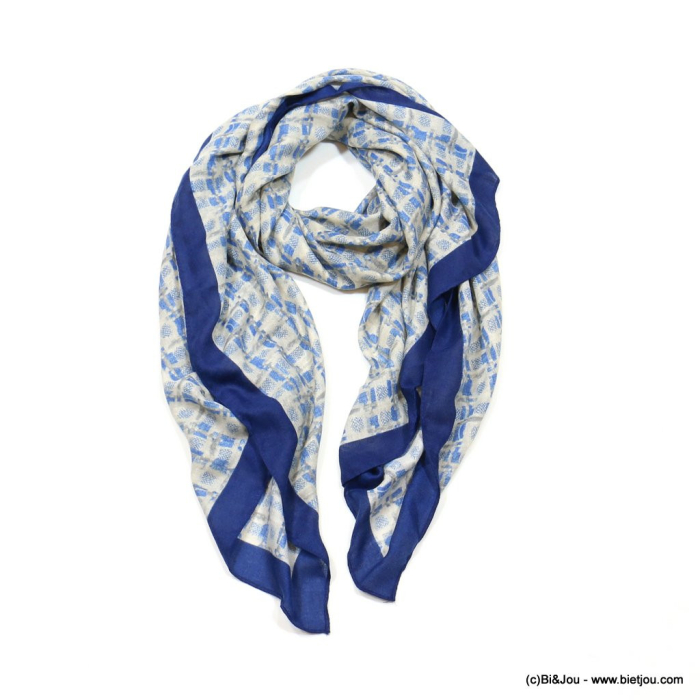 Foulard motif impressionniste femme 0723006 bleu