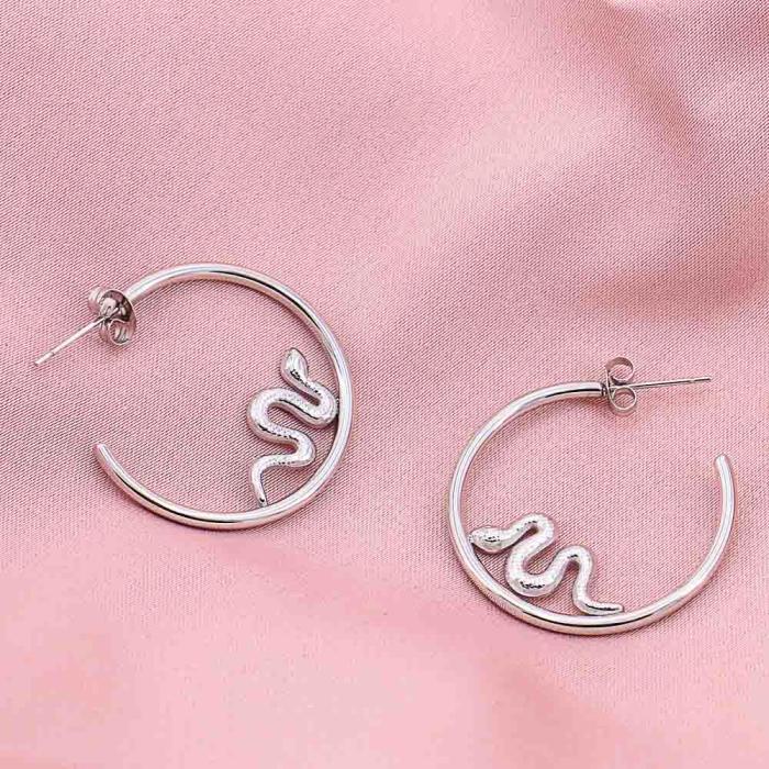 Créoles ouvertes acier inoxydable serpent femme 0323020 argenté Créoles ouvertes acier inoxydable serpent femme 0323020 argenté