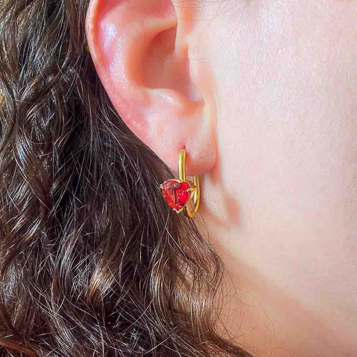 Boucles d'oreille mini-créoles coeur acier inoxydable strass femme 0322585