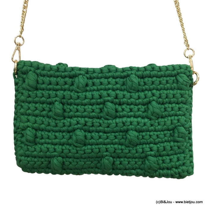 Sac à bandoulière chaîne coton tressé femme 0923024 vert