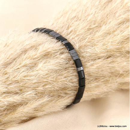 Bracelet élastique perles rectangulaires miyuki tila femme 0223093 noir
