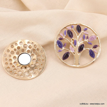 Broche aimantée arbre de vie résine 0522501 violet