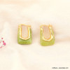 Boucles d'oreilles créoles rectangles en acétate effet marbré et métal doré pour femme 0323104 vert