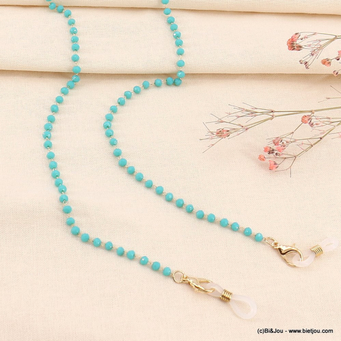 Chaîne de lunettes à perles facettées cristal chic pour femme 0123084 bleu turquoise