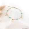 Bracelet acier inoxydable pierre perle breloque pampille ronde femme 0223089 vert