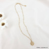 Collier acier inoxydable soleil rayonnant ajouré strass femme 0123028 doré
