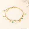 Bracelet pampilles en acier inoxydable perles eau douce et pierres véritables pour femme 0223063 vert