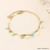 Bracelet pampilles en acier inoxydable perles eau douce et pierres véritables pour femme 0223063 bleu turquoise