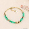 Bracelet bohème rondelles pierres et perles acier inoxydable femme 0223064 vert