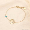 Bracelet médaillon arbre de vie en acier inoxydable femme 0223133 bleu turquoise