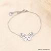 Bracelet romantique papillon  en acier inoxydable femme 0223139 argenté