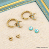 Trio de boucles d'oreilles acier inoxydable oeil et lunes pour femme 0323153 doré