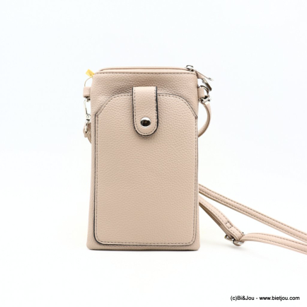 Sacoche smartphone Flora&Co simili-cuir grainé poche extérieure 0922533 naturel/beige