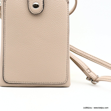 Sacoche smartphone Flora&Co simili-cuir grainé poche extérieure 0922533 naturel/beige