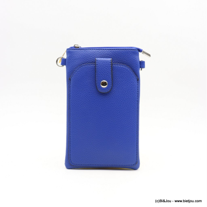 Sacoche smartphone Flora&Co simili-cuir grainé poche extérieure 0922533 bleu