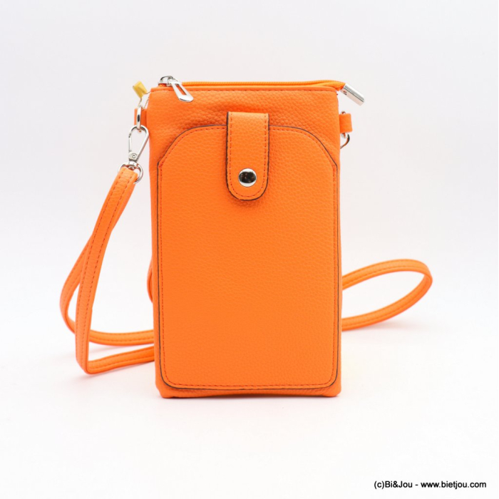 Sacoche smartphone Flora&Co simili-cuir grainé poche extérieure 0922533 orange