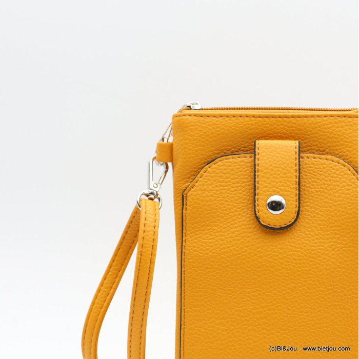 Sacoche smartphone Flora&Co simili-cuir grainé poche extérieure 0922533 jaune