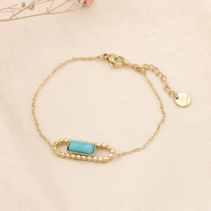 Bracelet talisman pierre/nacre véritable en acier inoxydable 0223137 vert aqua