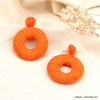 Boucles d'oreilles XXL paille tressage coloré métal femme 0323090 orange