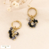 Boucles d'oreilles grappe pierres naturelles et acier 0323133 noir