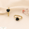 Boucles d'oreille mini-créoles coeur acier inoxydable strass femme 0322585-noir