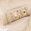 Boudin de 8 bracelets et joncs bohème en pierres véritables et acier 0223188 marron