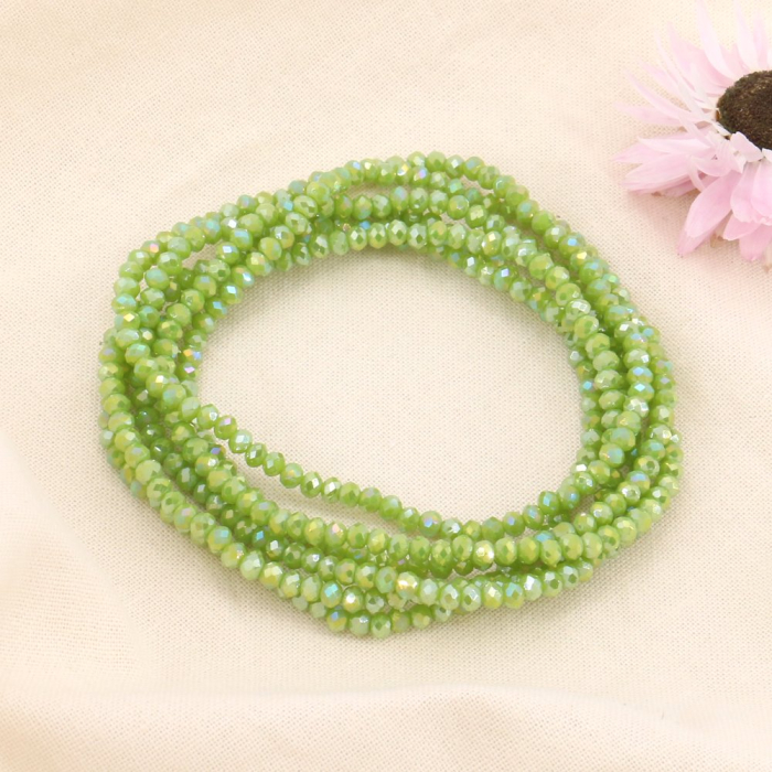 Bracelets élastiques perles cristal pour femme 0223154 vert